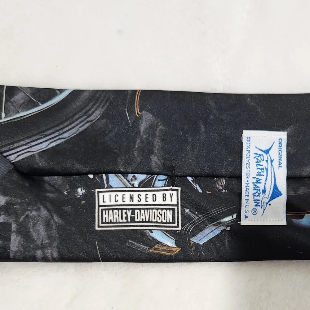 Ralph Marlin Vintage VTG 1994 The Leading Edge Harley Davidson HD Necktie Tie - Picture 8 of 10